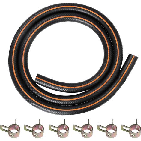 Fuel Hose 8mm, 1 Meter Nitrile Rubber NBR Fuel Pipe Fuel Line Set with 6 Pcs Hose Clamps for Motorcycles, Trucks, Cars, Tractors and Small Engines