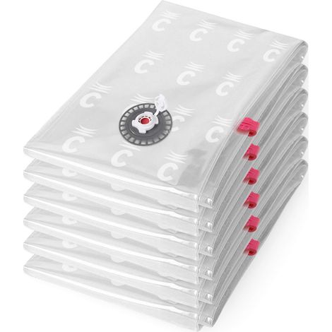Compactor ASPISPACE Set di 6 Sacchetti Compressione Sottovuoto, L, 80x100 cm, Trasparente