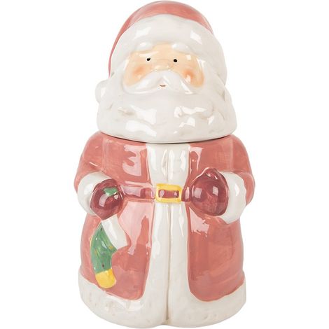 Bocal de Stockage Père Noël en Céramique Rose Pot de Conservation avec Couvercle Ø 15 x 26 cm - PANGIVO (1/5)