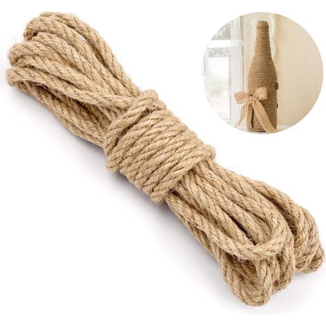 Corde de jute, 6 mm 5 m, corde de jute naturelle, corde de chanvre pour le jardin, bricolage, artisanat, emballages et décoration (1/5)