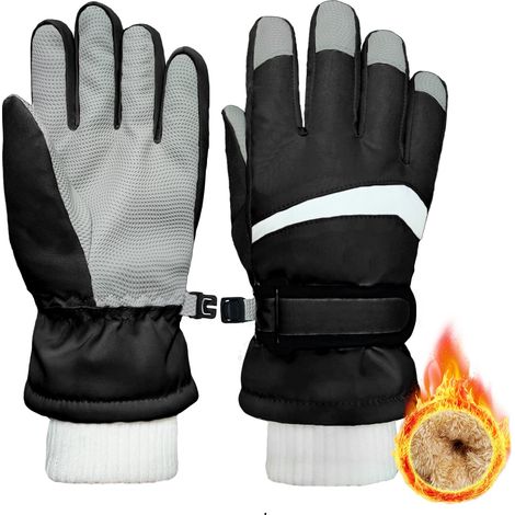 Gants de ski d'hiver pour enfants - Gants imperméables et chauds doublés en polaire pour garçons et filles, adaptés au ski, au snowboard et aux activités par temps froid (1/5)
