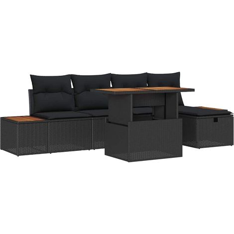 Set Divano da Giardino 6 pcs Nero polyrattan vidaXL (1/5)