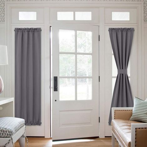 Rideau occultant pour porte d'entrée, rideaux gris, panneaux latéraux thermiques isolants pour porte-fenêtre/salon/porte coulissante (25 po L x 72 po H, 1 panneau) (1/5)