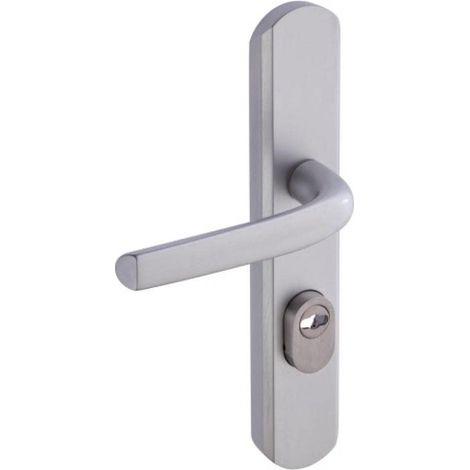 Set de Poignée de Porte sur Plaque - Version Clé I, Entraxe 195 mm - Pose Facile - en Aluminium - Protecteur de Cylindre Inox Ajustable de 5 mm - Anodinox (1/3)