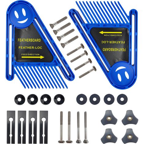 Kit de Doigts de Poussée (Plumes) pour Sécurité sur Machines à Bois – Scie sur Table, Défonceuse Inversée, etc. (Kit Bleu) (1/5)