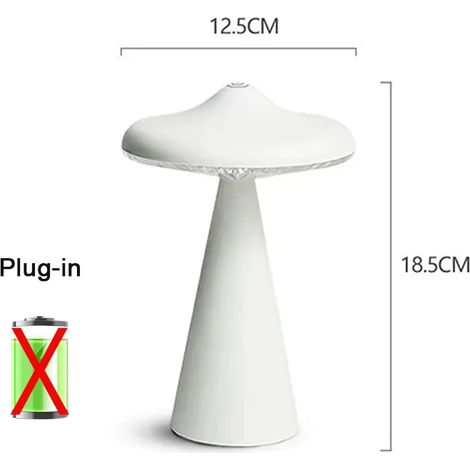 (Modèle blanc à brancher) Lampe de bureau LED en forme de champignon, veilleuse rechargeable, rechargeable par USB et portable (1/5)