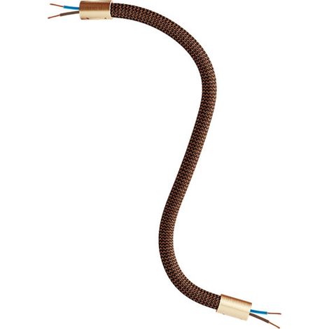 creative cables - Kit Creative Flex tubo flessibile di estensione rivestito in tessuto RZ22 Nero Whiskey con terminali metallici - 30 cm, Bronzo satinato