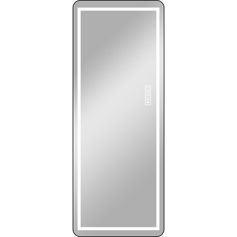 Miroir vertical 163x54 cm avec lumière LED, cadre aluminium noir, miroir sur pied ou mural dimmable (1/5)