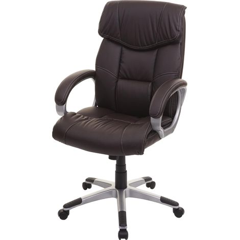 [NON UTILIZZATO] Poltrona sedia ufficio girevole regolabile HHG-052 design moderno ecopelle marrone
