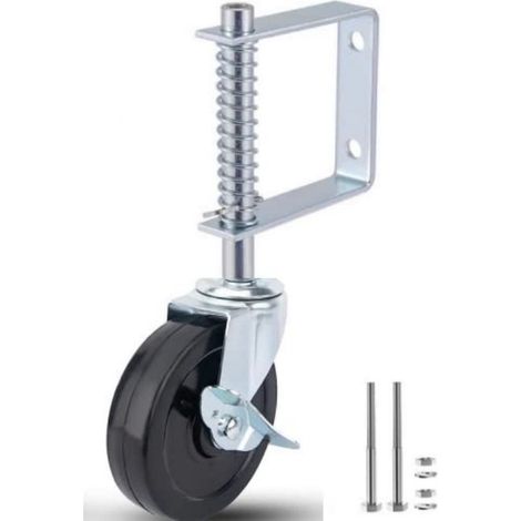 Roulette pivotante télescopique de 10 cm avec amortisseur de choc pour porte élévatrice - roue silencieuse - roue en caoutchouc - roulette pivotante universelle à ressort résistante aux séismes - capa (1/5)
