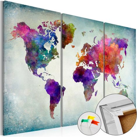 Tableau en Liège "Carte du Monde - World in Colors" 40 x 60 cm (1/2)
