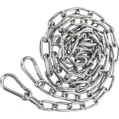 Chaîne en Acier inoxydable 3mm 2m Chaine Acier + 2 pcs Mousqueton Chaîne de Maillon d'extension pour Accrocher Chaîne d'ancre
