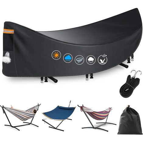 Housse de hamac imperméable, 370 x140 x93cm housses de hamac robustes 420D pour l'extérieur, housse de protection anti poussière pour hamac respirante avec ouverture d'aération, bande imperméable, 3 b (1/5)