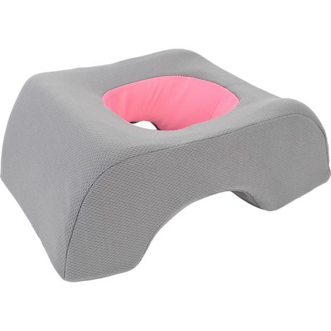 Oreiller ergonomique creux et doux pour appui-tête, idéal pour les salons de massage et les tables de beauté (gris et rose). (1/5)