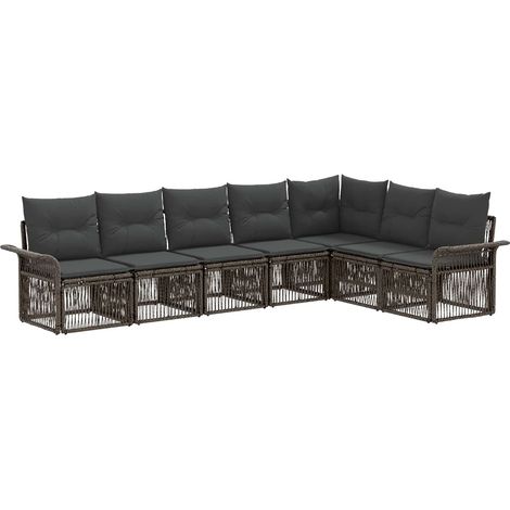 Gartensofa-set 7 pcs Grau Poly-Rattan vidaXL