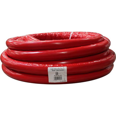 Tube PER prégainé isolé rouge Ø25mm – Longueur 25m – Gaine en polypropylène – Isolation thermique pour chauffage et eau sanitaire