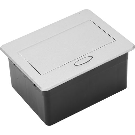Bloc prise encastrable bureau aluminio-polycarbonate 2 plots 15A avec boîtier et vis (1/5)
