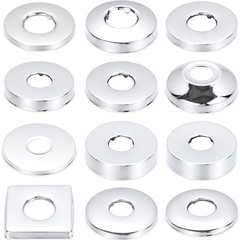Lot de 2 rosace robinet carré de Ø 25 mm (3/4") - rosace mitigeur douche,rosace plate robinet,rosace cache tuyau en acier inoxydable (argent, 60 x 20, carré) (1/5)