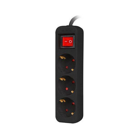 REGLETA LANBERG 3 TOMAS SCHUKO CON PROTECION NEGRA 1.5M (1/4)