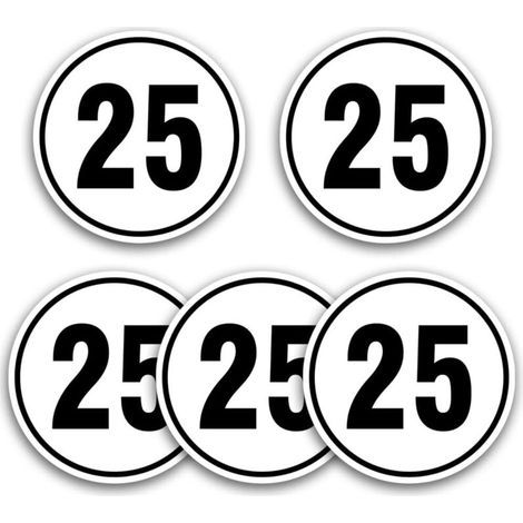Panneau de limitation de vitesse 25 km/h, rond, 20 cm, blanc, film papier pour tracteur, camion, fauteuil roulant, utilisation en extérieur, durable et résistant aux intempéries (1/5)