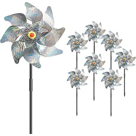 Effaroucheur Oiseaux élement décoratif de jardin,8 Pièces Anti-Oiseaux Moulin à Vent,pour Protéger Le Jardin, Verger et Cour Intérieure (1/5)