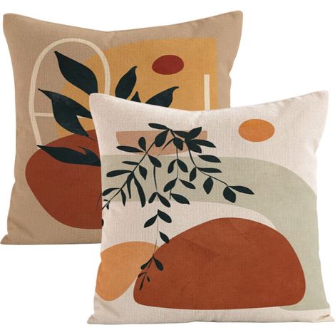 Housses de coussin bohèmes 45x45 cm (lot de 2), motif soleil géométrique, housses de coussin décoratives bohèmes (1/5)