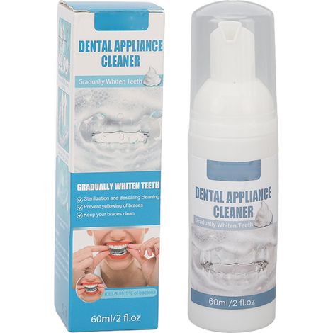 2x 60ml Nettoyant pour Appareil Dentaire Fraîcheur Durable Élimination des Odeurs Sérum Anti-Taches pour Fausses Dents (1/5)