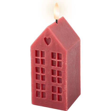 Candela rossa in cera h. 14,8cm x 6cm x 6cm