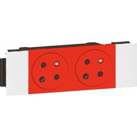 Prise pour goulotte Clippage Direct Programme Mosaic 2x2P + T Détrompeur 4 modules rouge