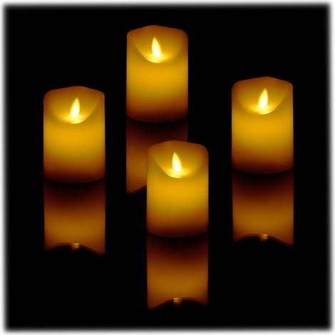 Relaxdays Candele a LED, Set da 4 Ceri con Funzione Timer e Fiamma Oscillante Finta, Lumini HxD 10x7,5 cm, Bianco Crema