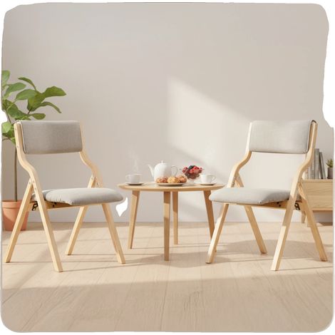 Silla plegable de madera, diseño ergonómico, ahorra espacio, GRIS OSCURO (1/2)