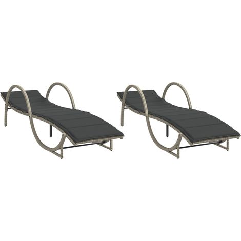 Maison Exclusive - Sonnenliegen 2 Stk. mit Auflagen Hellgrau Poly