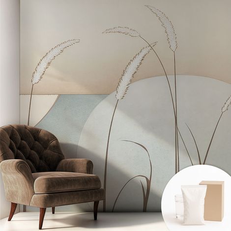 Papier peint intissé à motifs décoratifs pour salon chambre et bureau Décoration murale élégante avec colle Herbes douces 250x250 cm (1/5)