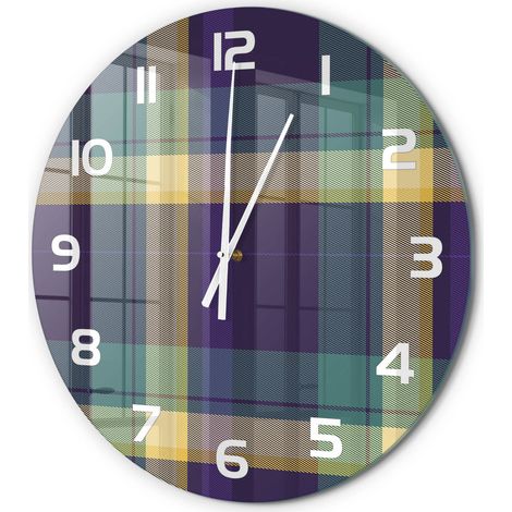Horloge Murale Ronde Décorative en Verre Silencieuse Salon Cuisine Bureau Texture en maille fi 60 cm (1/5)