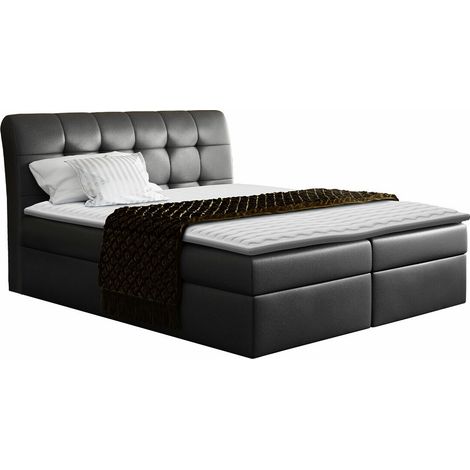 Lit boxspring Campania, Soft 011, Double, Continental, 140x200, Faux cuir, Disponible, 140x217x123cm