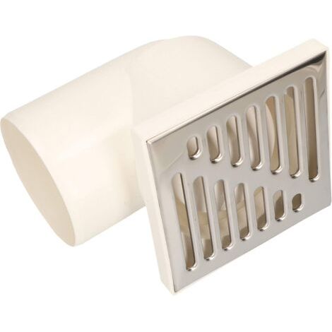 Caniveau de douche avec raccord latéral - 110 mm - Grille d'évacuation de 150 x 150 mm - En acier inoxydable - Carré - Blanc-NANOTEH (1/5)