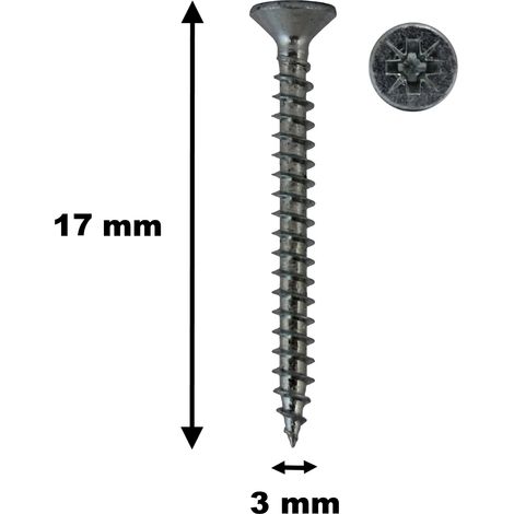 100 Stück Holzschrauben, TF, Stahl verzinkt, 3 x 17 mm