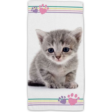 Kitten Baumwolle Strandtuch Frottee Badetuch mit Premium Druck, 70x140 cm (1/2)