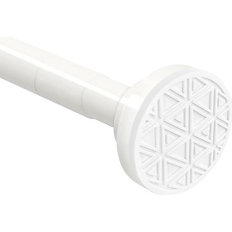Barre télescopique Tringle de Rideau de Douche sans perçage en Acier Inoxydable Tringle Extensible par Rotation (Blanc, 48-200cm) (1/5)