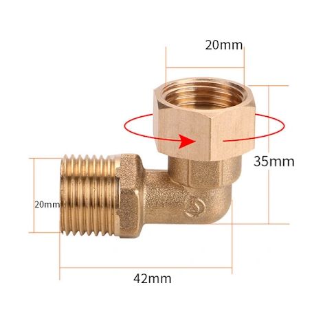 Gomito in ottone a 90° per impianti idraulici (1/3)