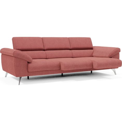 Donatello Sofá con 3 asientos extensibles reposabrazos con arcón en tejido desmontable 265 cm Rojo