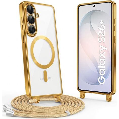 Funda para Samsung Galaxy S26 Plus, Electro MagSafe, color dorado + cordón (1/4)