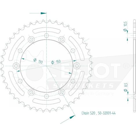 Couronne Acier TT Honda - 520 - 44 Dents - Made in Germany