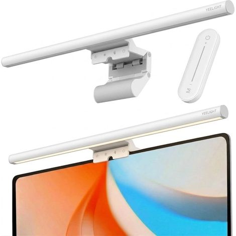 Blanc Lampe Ecran PC avec Télécommande, LED Light bar Anti-Éblouissement, Luminosité de couleur ajustable Screenbar, Contrôle Tactile USB pour Bureau, Gaming et Maison, Gradable en continu (1/5)
