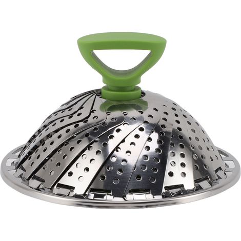Panier vapeur pliable en acier inoxydable pour légumes, poissons et fruits de mer, petit format. (1/5)