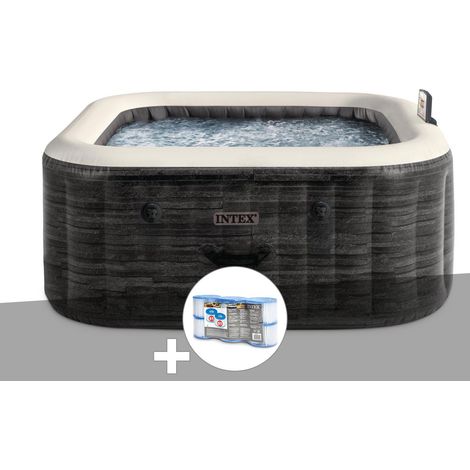Intex – Spa gonflable carré 4 places – 140 diffuseurs à bulles – Structure Fiber Tech – Application wifi pour contrôle à distance