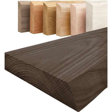 LAMO Manufaktur Étagère Bois Massif sans pièces de Fixation  Etagere 110 cm Largeur pour Salle de Bain, Couloir, Cuisine  Couleur: Noir Bord: Naturel   Bois Massif, Design Moderne