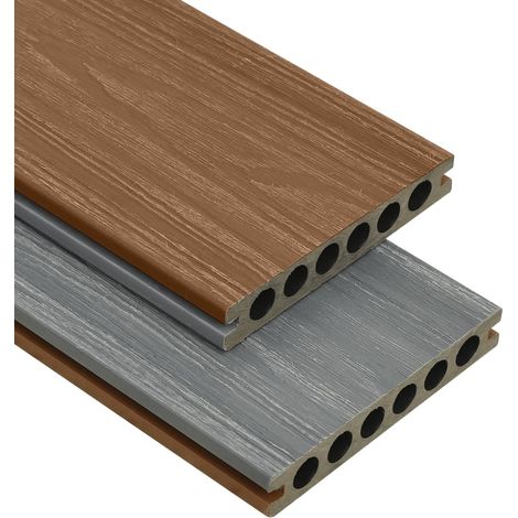 Panneaux de terrasse et accessoires WPC Marron/gris 30 m² 4 m