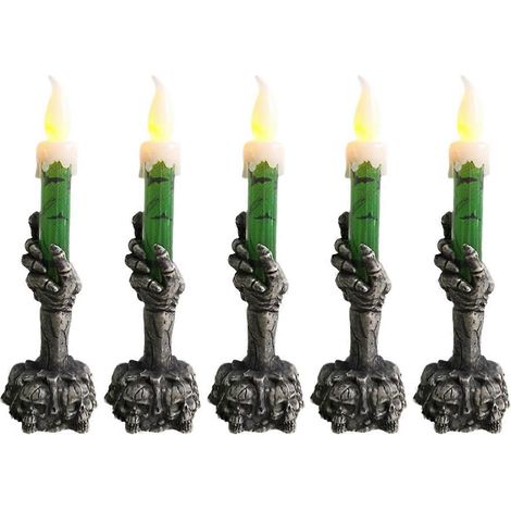 Lumière LED Halloween squelette fantôme bougie portable verte --- (1/5)