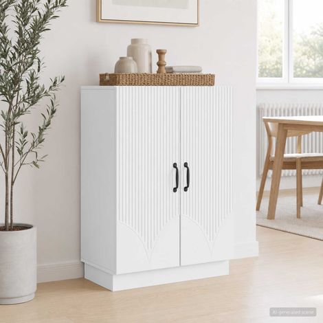 Buffet blanc 2 portes avec étagères en bois d’ingénierie 66 x 34,5 x 87 cm - PANGIVO (1/5)